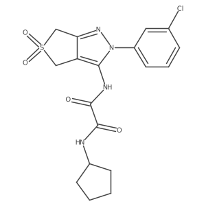 N1-(2-(3-chlorophenyl)-5,5-dioxido-4,6-dihydro-2H-thieno[3,4-c]pyrazol-3-yl)-N2-cyclopentyloxalamide结构式
