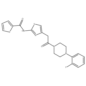 N-(4-(2-(4-(2-fluorophenyl)piperazin-1-yl)-2-oxoethyl)thiazol-2-yl)thiophene-2-carboxamide结构式