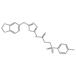 N-(5-(benzo[d][1,3]dioxol-5-ylmethyl)-1,3,4-oxadiazol-2-yl)-3-((4-chlorophenyl)sulfonyl)propanamide Structure