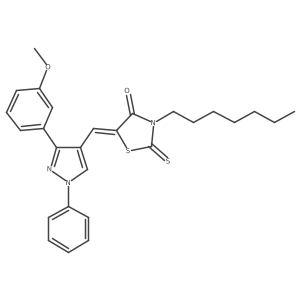 (5Z)-3-heptyl-5-{[3-(3-methoxyphenyl)-1-phenyl-1H-pyrazol-4-yl]methylidene}-2-thioxo-1,3-thiazolidin-4-one Structure