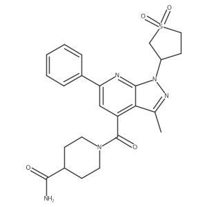 1-(1-(1,1-dioxidotetrahydrothiophen-3-yl)-3-methyl-6-phenyl-1H-pyrazolo[3,4-b]pyridine-4-carbonyl)piperidine-4-carboxamide Structure