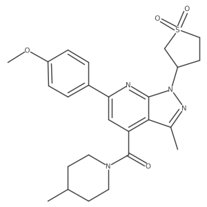 (1-(1,1-dioxidotetrahydrothiophen-3-yl)-6-(4-methoxyphenyl)-3-methyl-1H-pyrazolo[3,4-b]pyridin-4-yl)(4-methylpiperidin-1-yl)methanone Structure