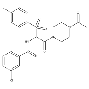 N-(2-(4-acetylpiperazin-1-yl)-2-oxo-1-tosylethyl)-3-chlorobenzamide结构式