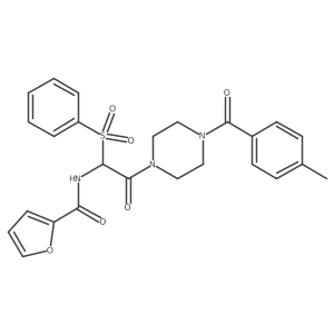 N-[1-(benzenesulfonyl)-2-[4-(4-methylbenzoyl)piperazin-1-yl]-2-oxoethyl]furan-2-carboxamide Structure