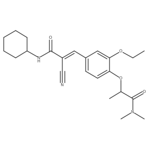 (E)-2-Cyano-N-cyclohexyl-3-[4-[1-(dimethylamino)-1-oxopropan-2-yl]oxy-3-ethoxyphenyl]prop-2-enamide Structure