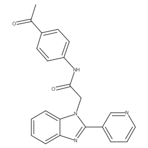 CC(=O)c1ccc(NC(=O)Cn2c(-c3cccnc3)nc3ccccc32)cc1结构式