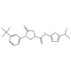 5-oxo-N-[(2E)-5-(propan-2-yl)-1,3,4-thiadiazol-2(3H)-ylidene]-1-[3-(trifluoromethyl)phenyl]pyrrolidine-3-carboxamide Structure