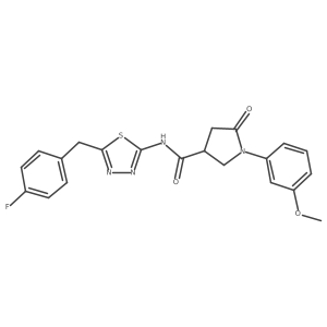 N-[(2E)-5-(4-fluorobenzyl)-1,3,4-thiadiazol-2(3H)-ylidene]-1-(3-methoxyphenyl)-5-oxopyrrolidine-3-carboxamide结构式