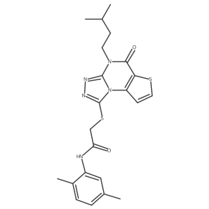 N-(2,5-dimethylphenyl)-2-((4-isopentyl-5-oxo-4,5-dihydrothieno[2,3-e][1,2,4]triazolo[4,3-a]pyrimidin-1-yl)thio)acetamide结构式
