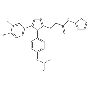 2-((5-(3,4-dichlorophenyl)-1-(4-(difluoromethoxy)phenyl)-1H-imidazol-2-yl)thio)-N-(thiazol-2-yl)acetamide结构式