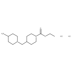 Ethyl 4-[(4-aminopiperidin-1-yl)methyl]piperidine-1-carboxylate dihydrochloride结构式