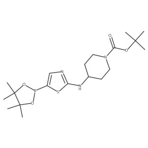 1-Piperidinecarboxylic acid, 4-[[5-(4,4,5,5-tetramethyl-1,3,2-dioxaborolan-2-yl)-2-thiazolyl]amino]-, 1,1-dimethylethyl ester结构式