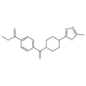 Methyl 4-[4-(5-methyl-1,3,4-thiadiazol-2-yl)piperidine-1-carbonyl]benzoate结构式