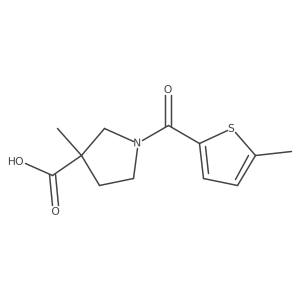 3-Methyl-1-(5-methylthiophene-2-carbonyl)pyrrolidine-3-carboxylic acid结构式