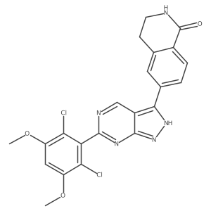 6-[6-(2,6-dichloro-3,5-dimethoxyphenyl)-1H-pyrazolo[3,4-d]pyrimidin-3-yl]-3,4-dihydroisoquinolin-1(2H)-one结构式