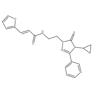 (E)-N-(2-(4-cyclopropyl-5-oxo-3-(pyridin-3-yl)-4,5-dihydro-1H-1,2,4-triazol-1-yl)ethyl)-3-(furan-2-yl)acrylamide结构式