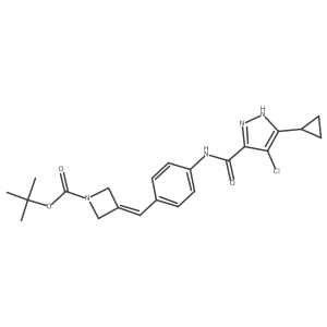 Tert-butyl 3-(4-(4-chloro-5-cyclopropyl-1h-pyrazole-3-carboxamido)benzylidene)azetidine-1-carboxylate结构式