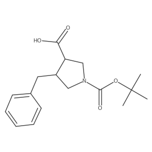 (3S,4R)-4-benzyl-1-[(2-methylpropan-2-yl)oxycarbonyl]pyrrolidine-3-carboxylic acid结构式