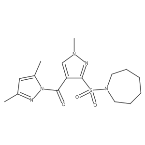 1-({4-[(3,5-dimethyl-1H-pyrazol-1-yl)carbonyl]-1-methyl-1H-pyrazol-3-yl}sulfonyl)azepane结构式