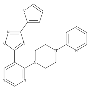 5-(4-(4-(Pyridin-2-yl)piperazin-1-yl)pyrimidin-5-yl)-3-(thiophen-2-yl)-1,2,4-oxadiazole结构式