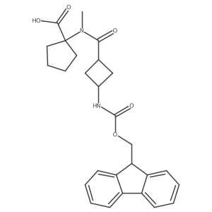 1-[N-methyl3-({[(9H-fluoren-9-yl)methoxy]carbonyl}amino)cyclobutaneamido]cyclopentane-1-carboxylic acid结构式