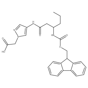 2-{4-[(3S)-3-({[(9H-fluoren-9-yl)methoxy]carbonyl}amino)hexanamido]-1H-pyrazol-1-yl}acetic acid Structure