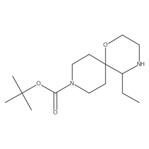 Tert-butyl 5-ethyl-1-oxa-4,9-diazaspiro[5.5]undecane-9-carboxylate结构式