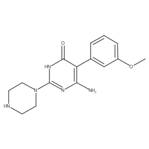 6-Amino-5-(3-methoxyphenyl)-2-(piperazin-1-yl)-3,4-dihydropyrimidin-4-one Structure