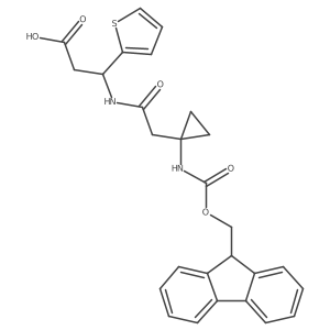 3-{2-[1-({[(9H-fluoren-9-yl)methoxy]carbonyl}amino)cyclopropyl]acetamido}-3-(thiophen-2-yl)propanoic acid结构式