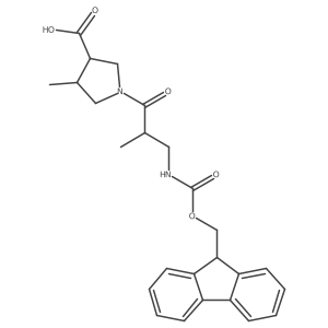 1-[3-({[(9H-fluoren-9-yl)methoxy]carbonyl}amino)-2-methylpropanoyl]-4-methylpyrrolidine-3-carboxylic acid结构式