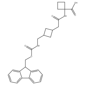 1-(2-{3-[({[(9H-fluoren-9-yl)methoxy]carbonyl}amino)methyl]cyclobutyl}acetamido)cyclobutane-1-carboxylic acid结构式