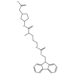 rac-2-[(1R,3S)-3-[5-({[(9H-fluoren-9-yl)methoxy]carbonyl}amino)-2-methylpentanamido]cyclopentyl]acetic acid Structure