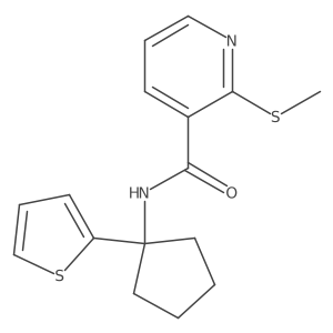 2-(methylthio)-N-(1-(thiophen-2-yl)cyclopentyl)nicotinamide结构式