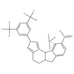 2-(3,5-Bis(trifluoromethyl)phenyl)-9-nitro-4,5a,6,10b-tetrahydroindeno[2,1-b][1,2,4]triazolo[4,3-d][1,4]oxazin-2-ium tetrafluoroborate结构式