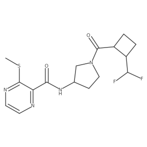 rac-N-{1-[(1R,2R)-2-(difluoromethyl)cyclobutanecarbonyl]pyrrolidin-3-yl}-3-(methylsulfanyl)pyrazine-2-carboxamide结构式