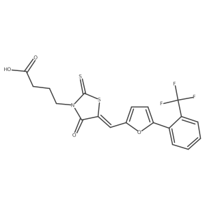 (Z)-4-(4-oxo-2-thioxo-5-((5-(2-(trifluoromethyl)phenyl)furan-2-yl)methylene)thiazolidin-3-yl)butanoic acid Structure