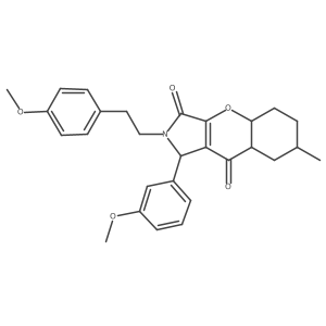 1-(3-methoxyphenyl)-2-[2-(4-methoxyphenyl)ethyl]-7-methyl-4a,5,6,7,8,8a-hexahydro-1H-chromeno[2,3-c]pyrrole-3,9-dione Structure