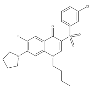 1-butyl-3-((3-chlorophenyl)sulfonyl)-6-fluoro-7-(pyrrolidin-1-yl)quinolin-4(1H)-one结构式