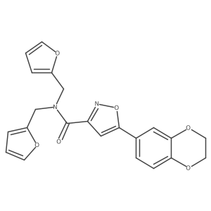 5-(2,3-dihydro-1,4-benzodioxin-6-yl)-N,N-bis(furan-2-ylmethyl)-1,2-oxazole-3-carboxamide Structure
