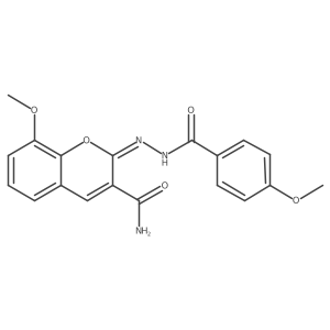 (E)-8-methoxy-2-(2-(4-methoxybenzoyl)hydrazono)-2H-chromene-3-carboxamide Structure