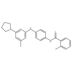 2-iodo-N-(4-{[4-methyl-6-(pyrrolidin-1-yl)pyrimidin-2-yl]amino}phenyl)benzamide结构式