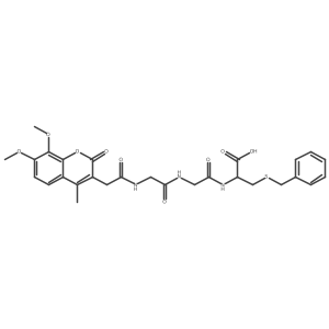 N-[(7,8-dimethoxy-4-methyl-2-oxo-2H-chromen-3-yl)acetyl]glycylglycyl-S-benzyl-L-cysteine结构式