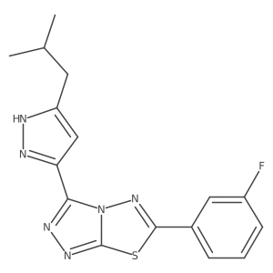 6-(3-fluorophenyl)-3-(3-isobutyl-1H-pyrazol-5-yl)[1,2,4]triazolo[3,4-b][1,3,4]thiadiazole结构式
