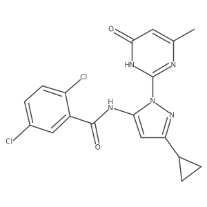 2,5-dichloro-N-(3-cyclopropyl-1-(4-methyl-6-oxo-1,6-dihydropyrimidin-2-yl)-1H-pyrazol-5-yl)benzamide Structure