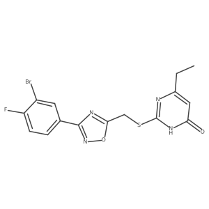 2-({[3-(3-Bromo-4-fluorophenyl)-1,2,4-oxadiazol-5-yl]methyl}sulfanyl)-6-ethyl-4-pyrimidinol Structure