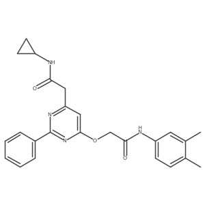 2-({6-[2-(cyclopropylamino)-2-oxoethyl]-2-phenylpyrimidin-4-yl}oxy)-N-(3,4-dimethylphenyl)acetamide结构式