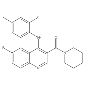 (4-((2-Chloro-4-methylphenyl)amino)-6-fluoroquinolin-3-yl)(piperidin-1-yl)methanone结构式