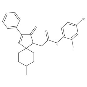 N-(4-bromo-2-fluorophenyl)-2-(8-methyl-2-oxo-3-phenyl-1,4-diazaspiro[4.5]dec-3-en-1-yl)acetamide结构式