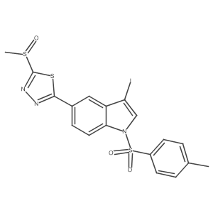 2-(3-iodo-1-tosyl-1H-indol-5-yl)-5-(methylsulfinyl)-1,3,4-thiadiazole Structure