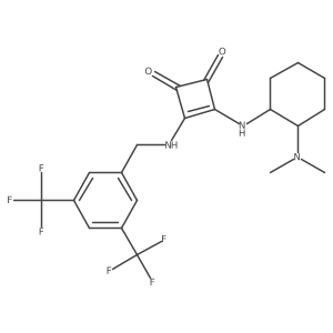 3-((3,5-Bis(trifluoromethyl)benzyl)amino)-4-(((1R,2R)-2-(dimethylamino)cyclohexyl)amino)cyclobut-3-ene-1,2-dione Structure